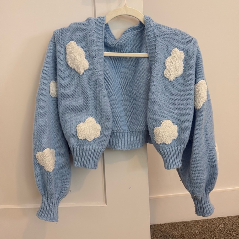 Blue cloud cardigan medium